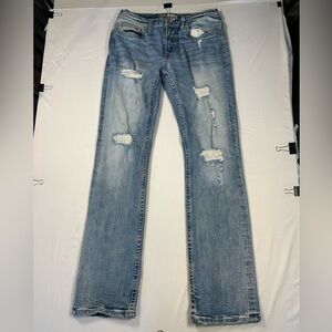 BKE Aiden Boot Stretch Distressed Jeans Mens 32L Medium Wash Denim Bootleg